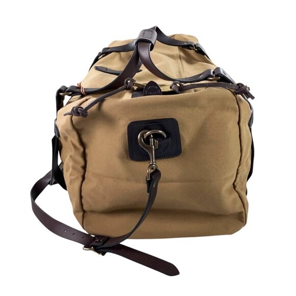 Filson Medium Rugged Twill Duffle Bag Bridle Leather Tan NWT - Picture 4 of 8